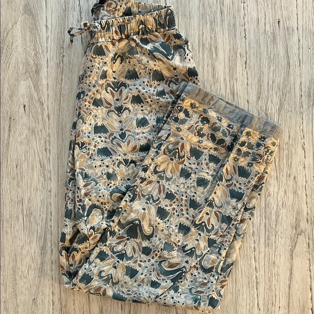 Peruvian Connection Blue and Cream Patterned Pants